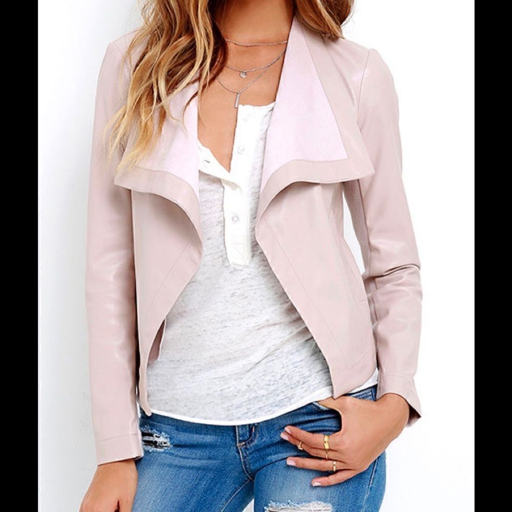 Bb Dakota Blush colored faux leather jacket